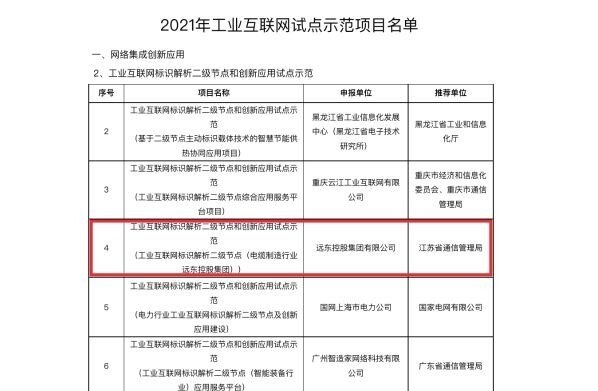 遠東控股上榜國家工業互聯網試點示範名單 賦能工業升級