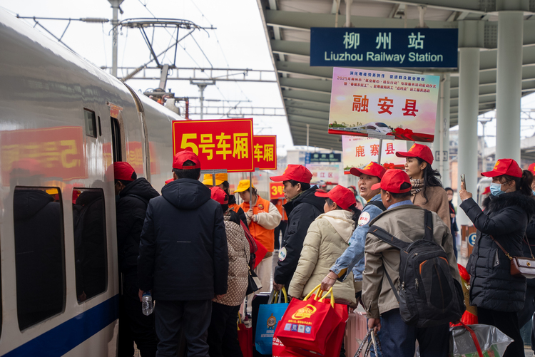 柳州494名務工人員免費乘動車專列赴粵返崗