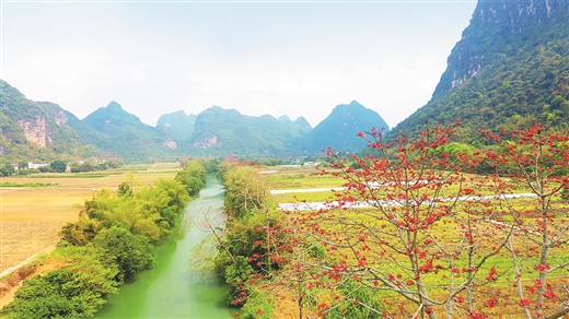 崇左大新縣恩城鄉岜隆村景色迷人