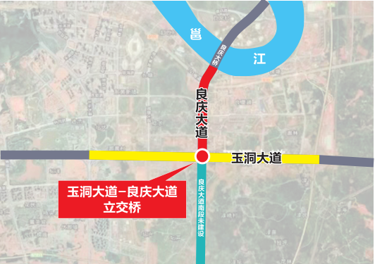 南寧民族大道玉洞大道或各添一座立交橋  分別位於民族合興路口、玉洞良慶路口，目前處於勘察和設計階段