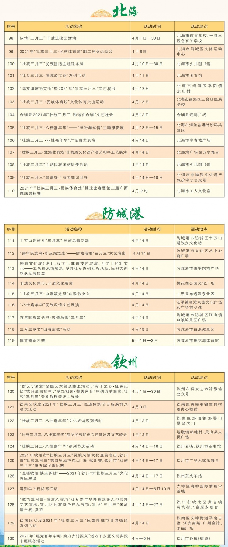 最新最全！“壯族三月三”廣西各地活動安排表來了