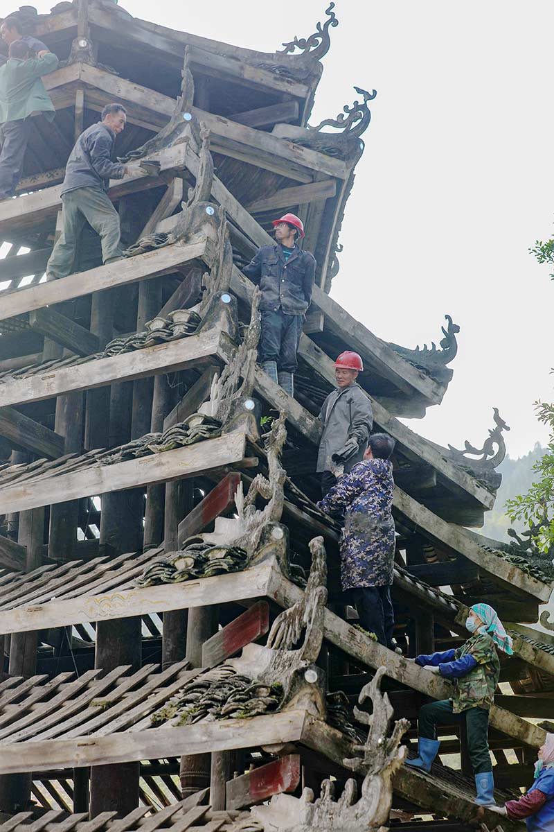 廣西三江：修繕鼓樓促振興