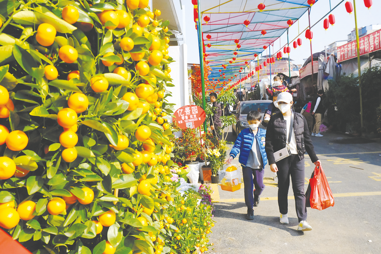 南寧各個市場進入“春節模式” 市民把濃濃“年味”帶回家