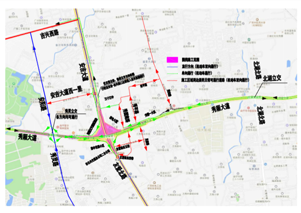 【唐已審】【供稿】國慶期間南寧友愛立交橋南北向全封閉施工