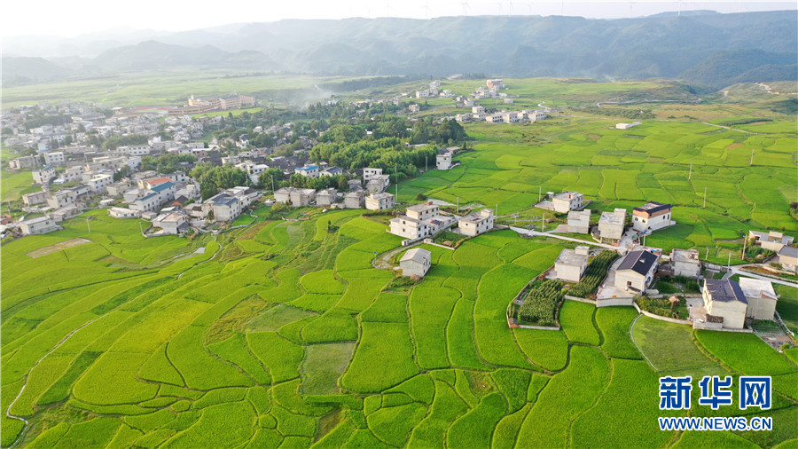 航拍貴州花溪高坡美麗田園