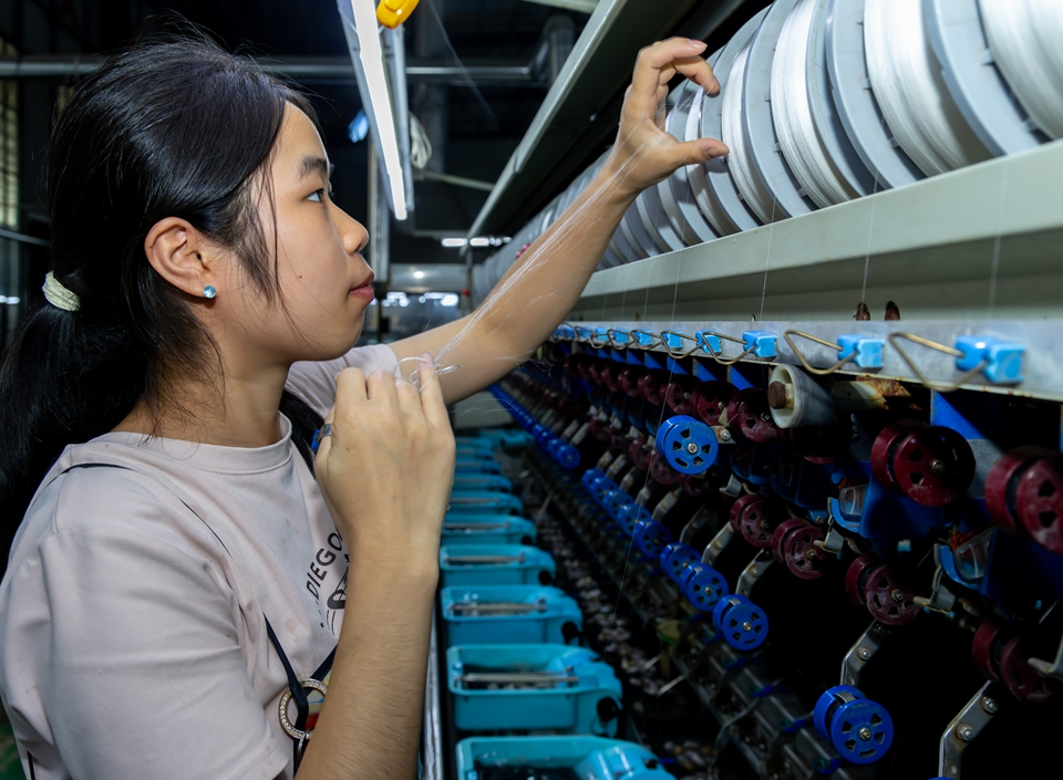 貴州羅甸：農産品加工忙_fororder_2025年8月26日，工人在貴州省黔南布依族苗族自治州羅甸縣邊陽鎮貴州絲緣蠶業科技有限公司加工蠶絲。 (10)