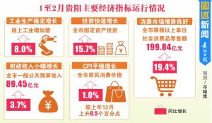 貴陽經濟延續恢復態勢 1至2月主要經濟指標運行在合理區間