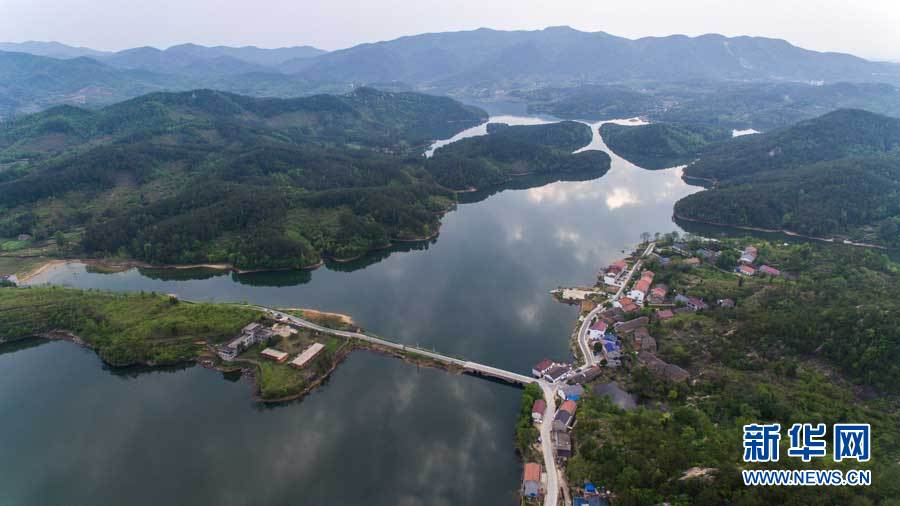 航拍湖北孝昌觀音湖生態文化旅遊度假區