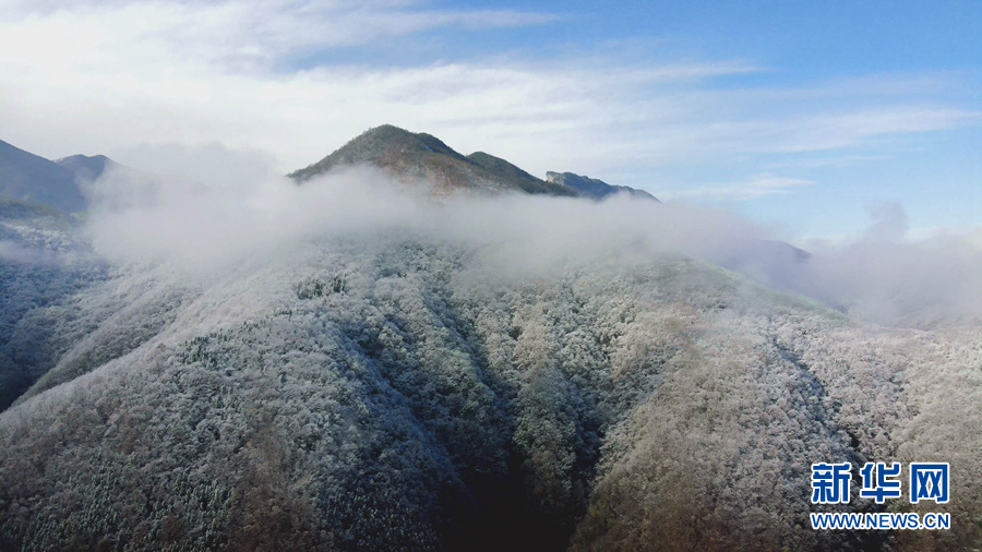 湖北十堰：雪後十八里長峽 半山皚皚半山紅