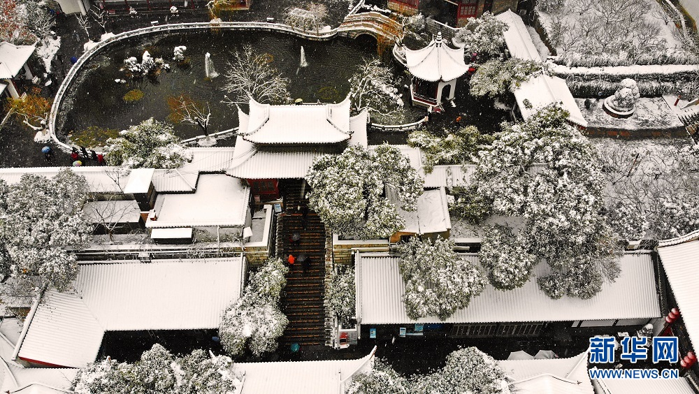 航拍：飛雪黃鶴樓 風景美如畫