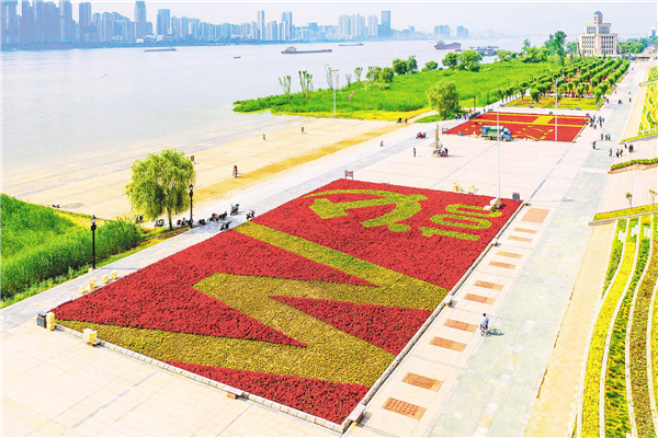 喜迎建黨100週年 10余萬盆鮮花扮靚漢口江灘_fororder_01