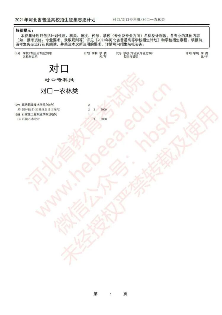 河北新聞本網原創  請輸入關鍵字 2021年河北省高招專科提前批、對口專科批徵集志願計劃公佈