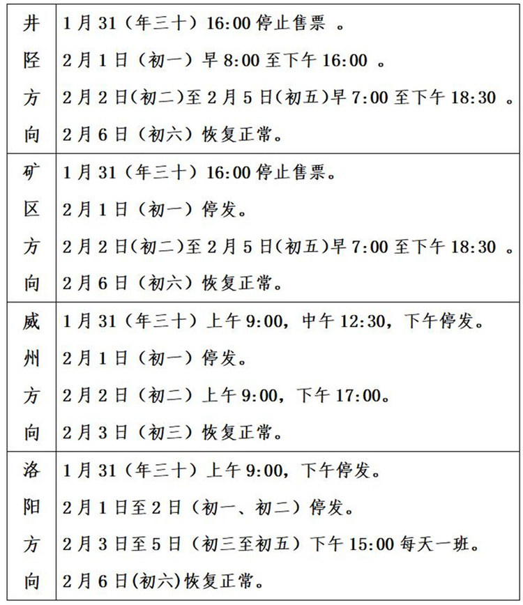 石家莊公路樞紐五大客運站發佈2022年春節期間運力安排