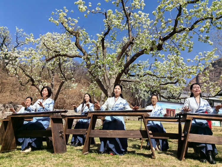 河北承德縣：春到燕山景如畫 豐富消費新場景_fororder_圖五為：古琴愛好者承德縣唐家灣丹霞溫泉度假區演奏。 關鵬玉 攝