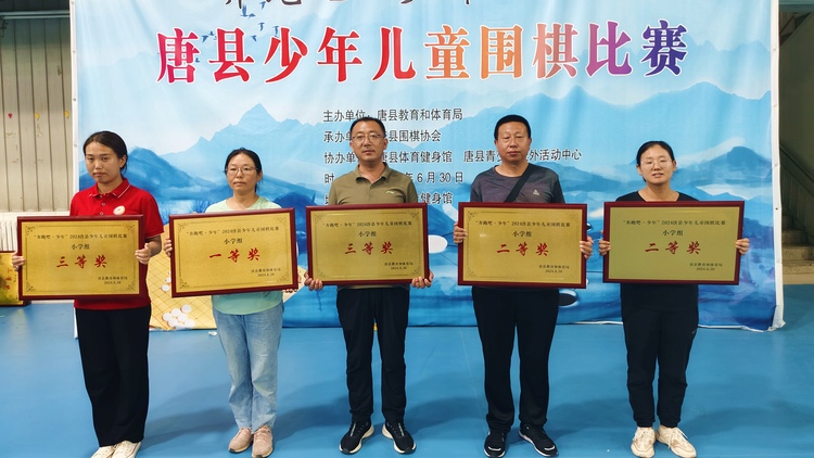 河北唐縣：智趣對弈 “棋”樂無窮_fororder_為獲獎的選手和團隊頒獎