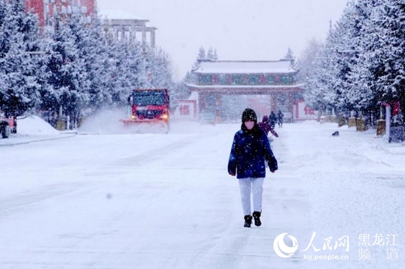 黑龍江漠河：迎來入春最大降雪 雪深10釐米