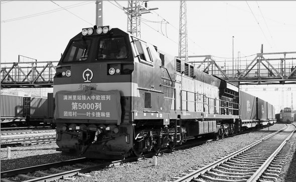 滿洲裏第5000列中歐班列出發