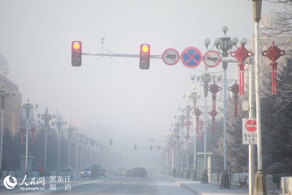 黑龍江漠河-42.2℃ 出現冰霧天氣