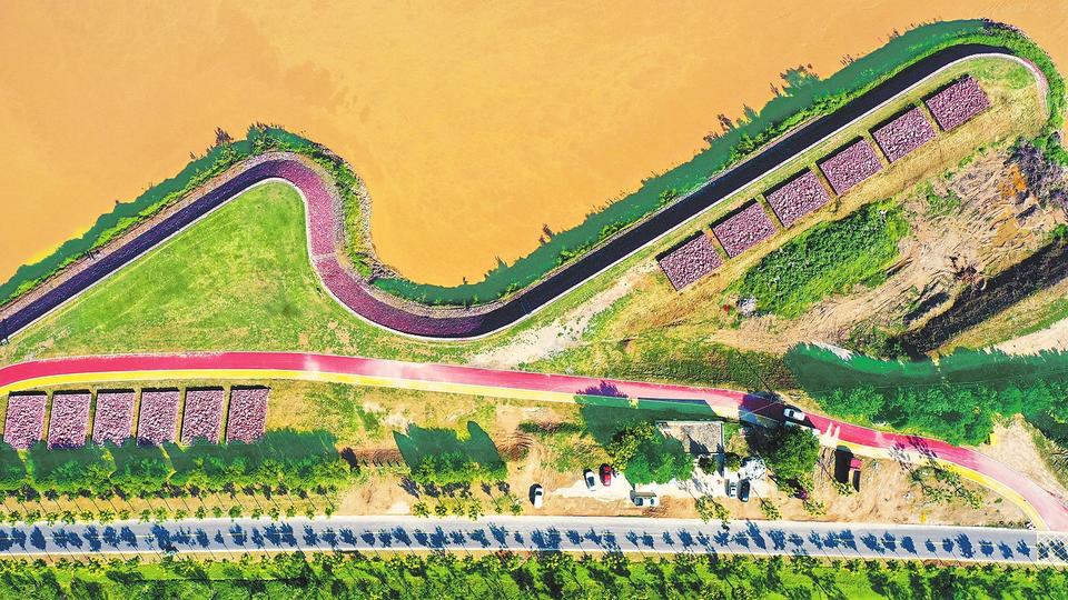 航拍開封黃河生態廊道