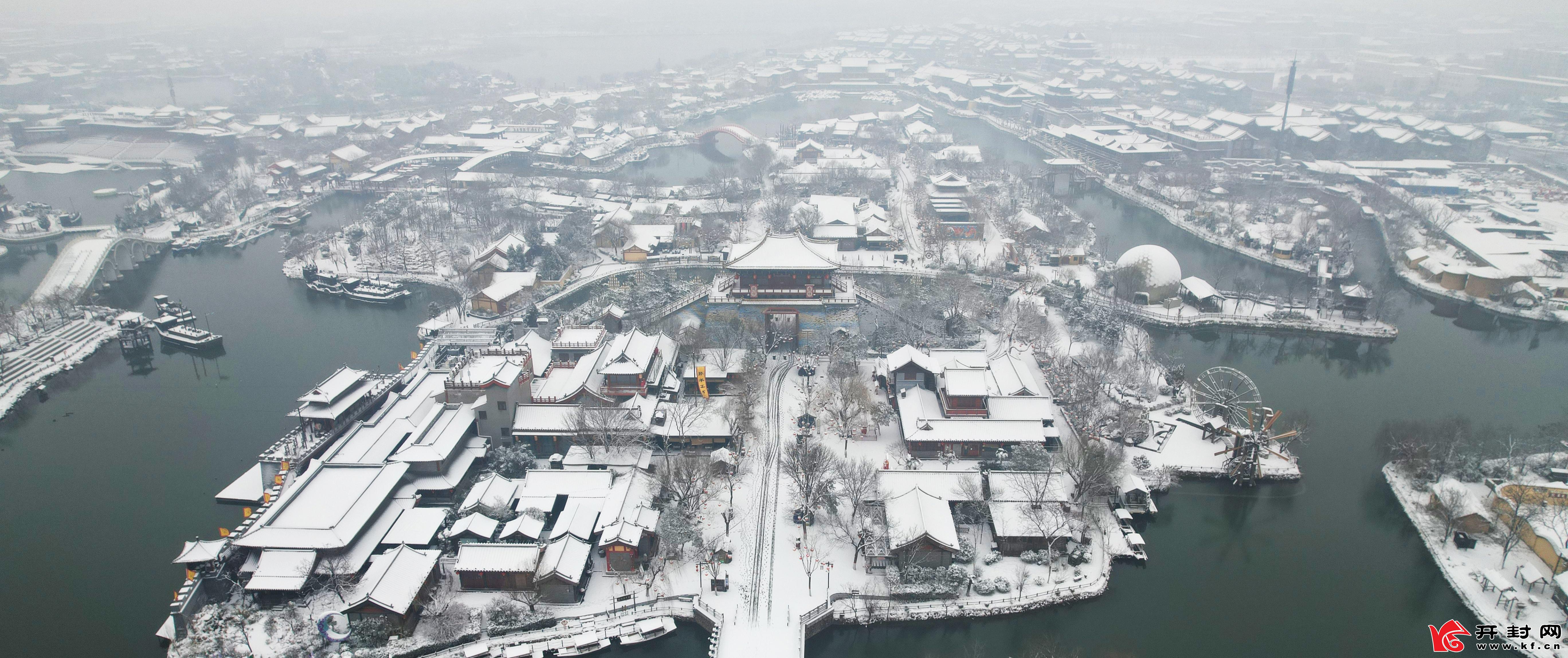 航拍開封雪後美景