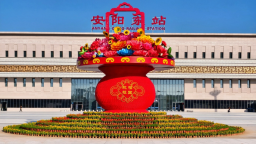 河南安陽：迎國慶主題花壇驚艷亮相