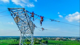 河南送變電公司：戰高溫 保進度 電網建設不停步