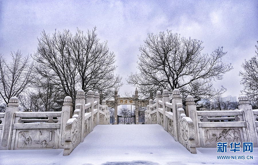 紅墻青瓦遇白雪 文廟銀裝似畫卷