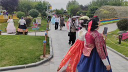 中國朝鮮族民俗園內遊客沉浸式體驗非遺魅力