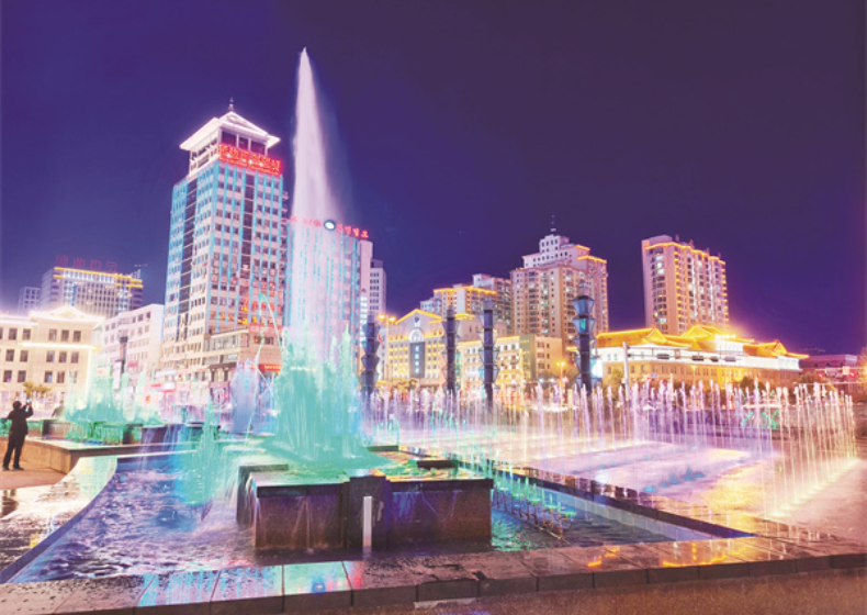 延吉青年廣場音樂噴泉煥新回歸點亮夜色_fororder_大圖吉林