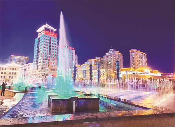 延吉青年廣場音樂噴泉煥新回歸點亮夜色_fororder_吉林噴泉