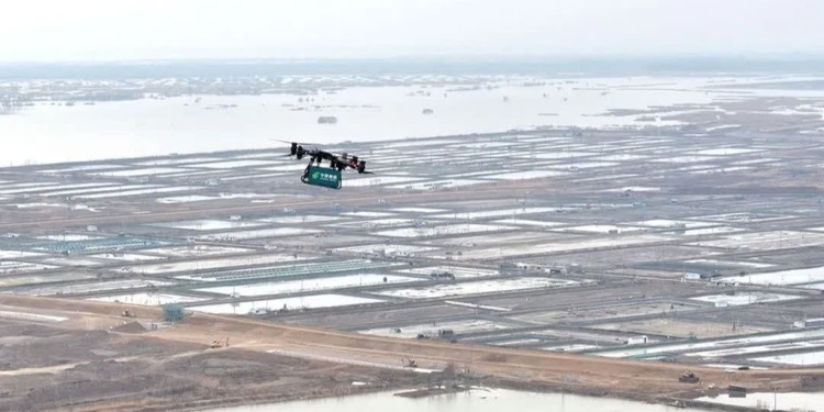 江蘇首條！空中“郵遞員”飛進湖中小島