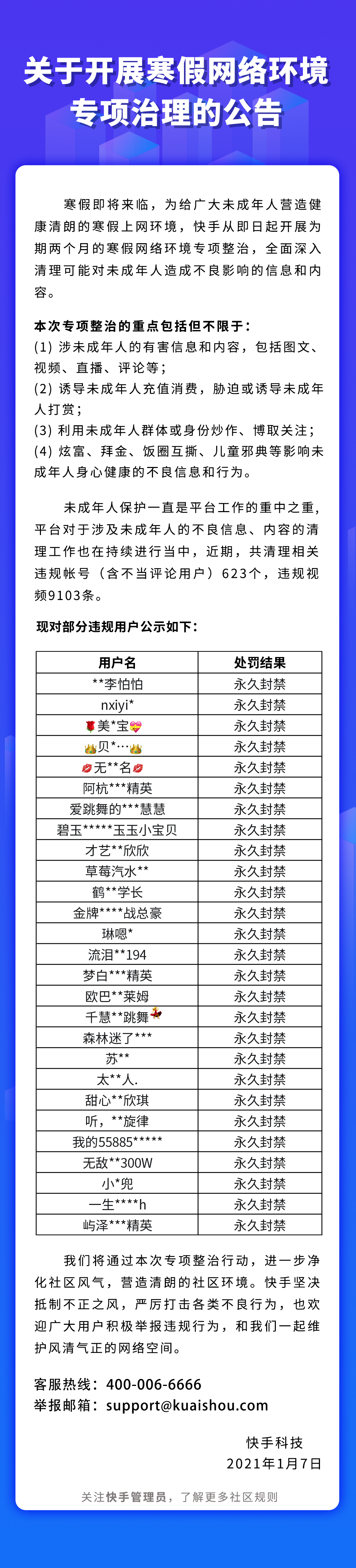 嚴打涉未成年有害信息，快手開展寒假網絡環境專項治理