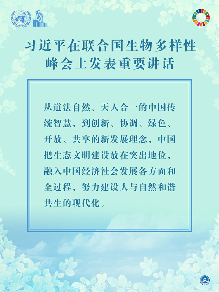 海報：習近平在聯合國生物多樣性峰會上發表重要講話