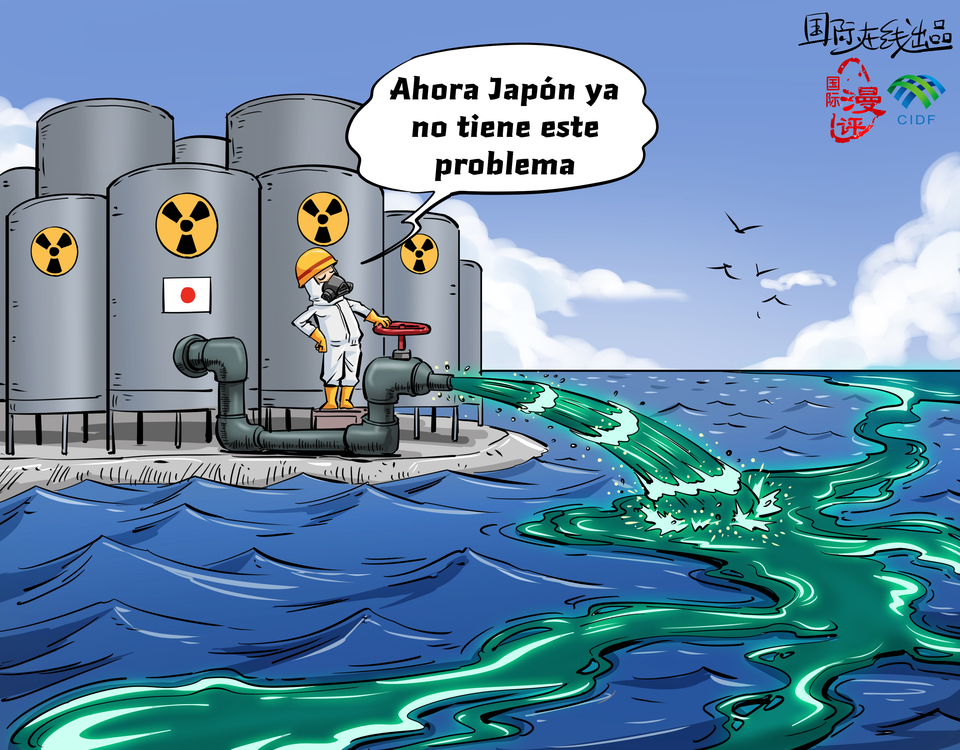 【Caricatura editorial】"Convierto el océano Pacífico en mi alcantarilla"_fororder_西語版