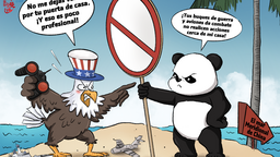 【Caricatura editorial】¡Tus buques de guerra y aviones de combate no realicen acciones cerca de mi casa!