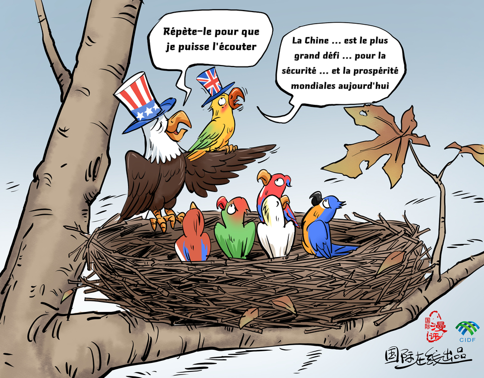 【Actualité en caricatures】« Perroquet anglais » qui répète_fororder_法語