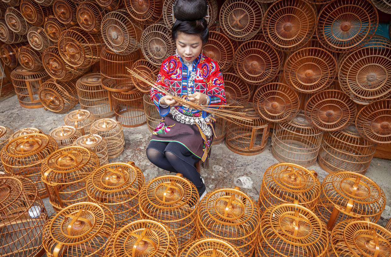 Birdcages from Danzhai, Guizhou Province "Fly" to the Whole World_fororder_王秀秀在編織鳥籠