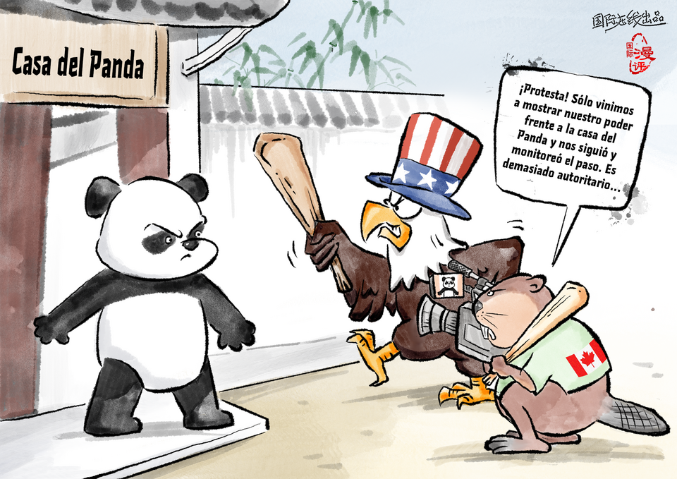 【Caricatura editorial】 Acusan falsamente al Panda e ignoran su propio error_fororder_説自己説受害者（西）