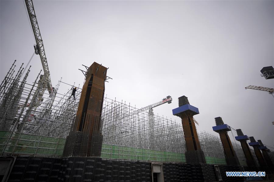 Xiongan Station of Beijing-Xiongan intercity high-speed railway under construction