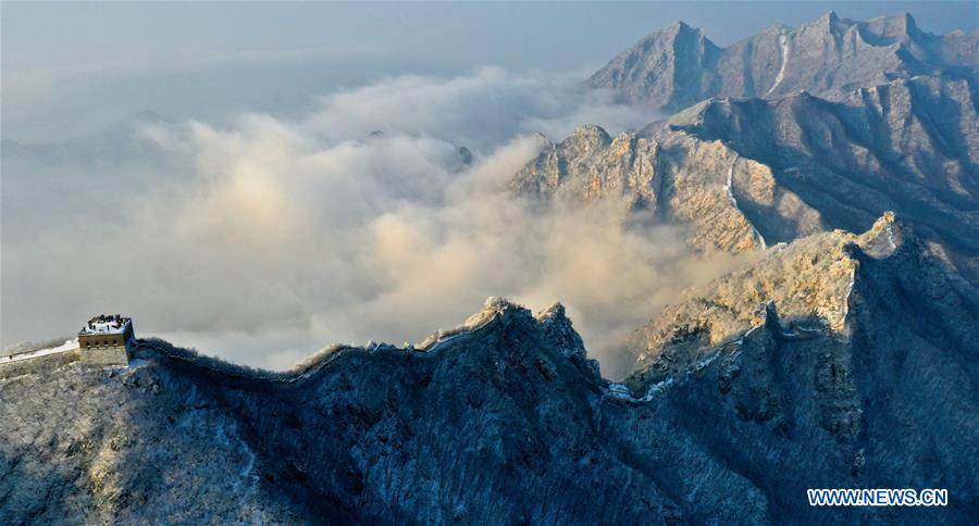 Snow scenery of Jiankou Great Wall in Huairou District of Beijing