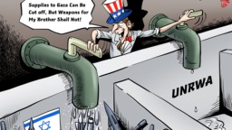 【Editorial Cartoon】 Supplies to Gaza Can Be Cut off, but Weapons for My Brother Shall Not!