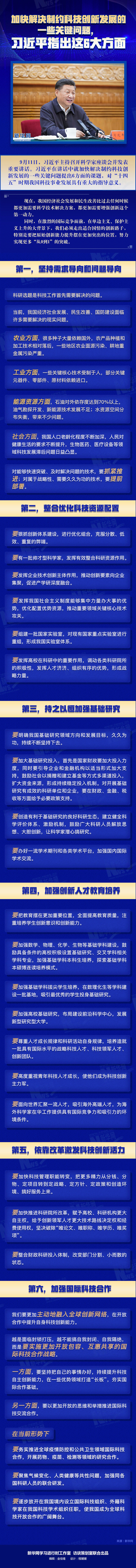 加快解決科技創新發展的一些關鍵問題，習近平指出這6大方面