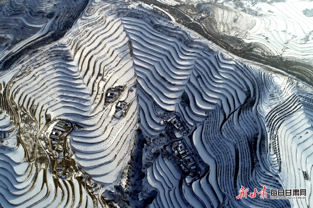 【輪播】雪後定西葛家岔鎮梯田宛若五線譜_fororder_5