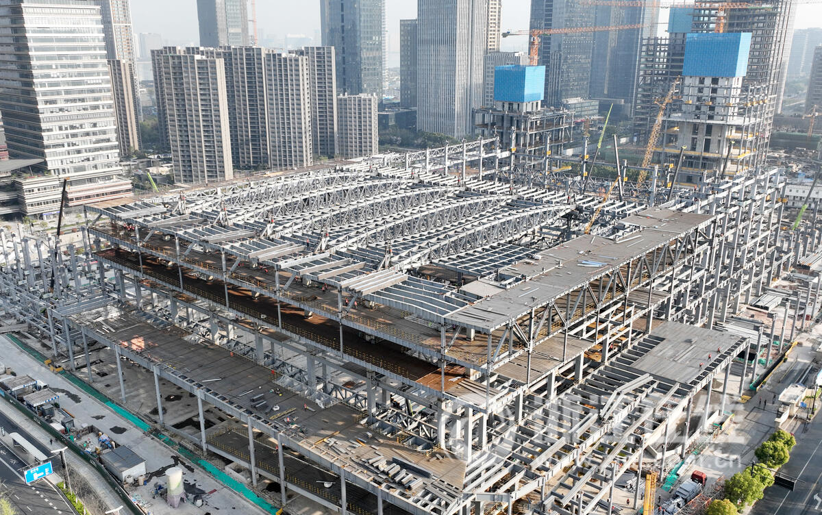 總用鋼量相當於2個“鳥巢 杭州國博二期主體結構收尾_fororder_W020230329300825654638 (1)