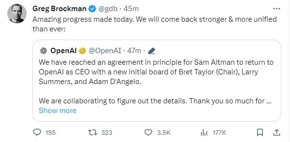 OpenAI：阿爾特曼將重返公司擔任CEO，組建新董事會