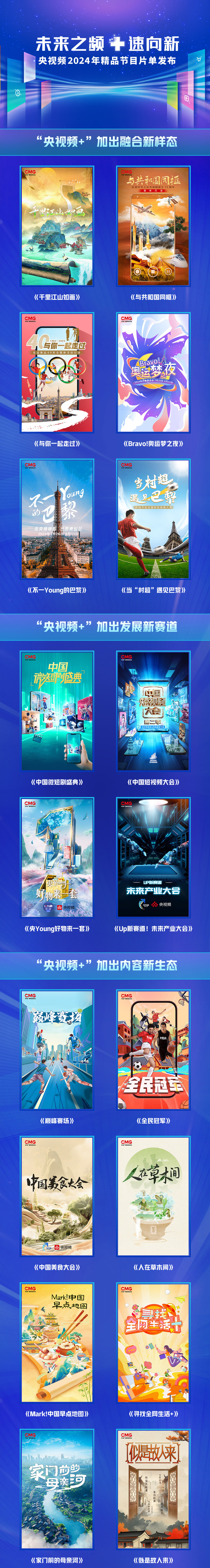 未來之頻 “+”速向新！中央廣播電視總臺央視頻2024年精品節目片單發佈
