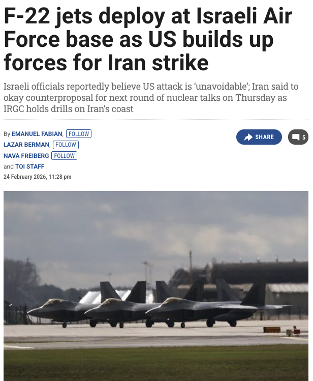 F-22飛抵中東 美以或謀劃聯合空襲