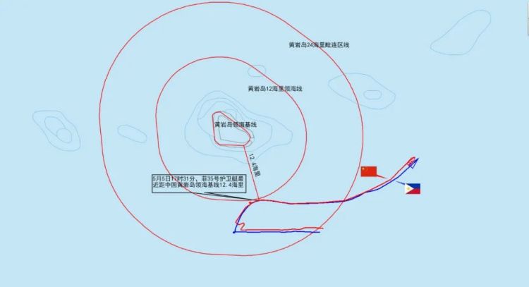 菲律賓護衛艇企圖侵闖中國黃岩島領海 南部戰區發佈航跡示意圖回應_fororder_640