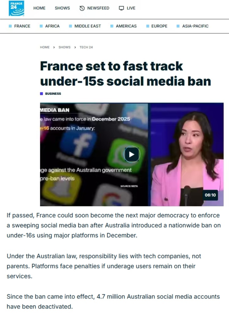 全球媒體聚焦 | 多國媒體熱議法國加速推進15歲以下青少年社交媒體禁令
