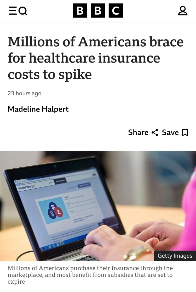 全球媒體聚焦 | 美國醫保迎來價格飆升 數百萬人將“看不起病”